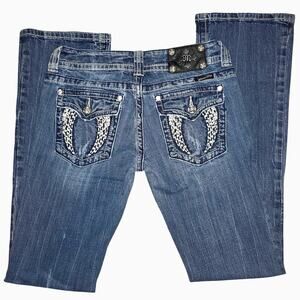Miss Me Bootcut Jeans JP5082-3 Embellished Flap Pockets Mid Rise